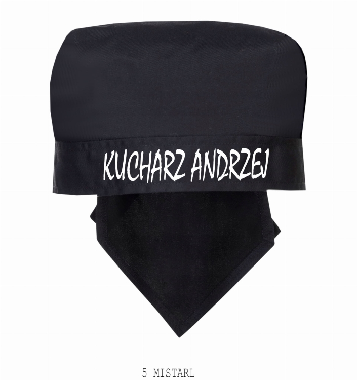 Černá personalizovaná kuchařská bandana