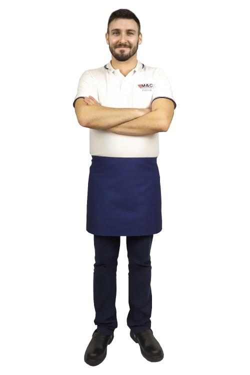 Modrá kuchařská zástěra délka 40 cm