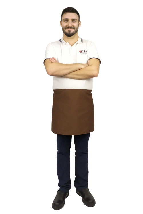 Hnědá číšnická zástěra o délce 40 cm