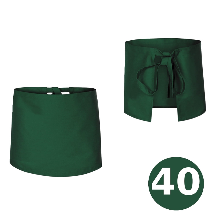 Číšnická zástěra kuchařská délka 40 cm zelená