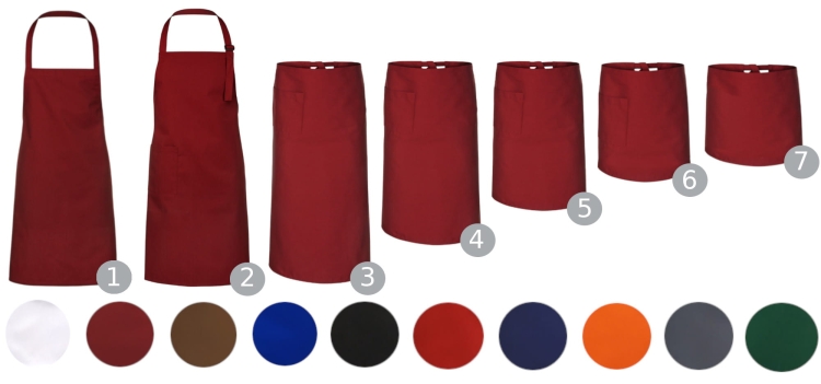 Číšnická zástěra modrá 40 cm kuchařská