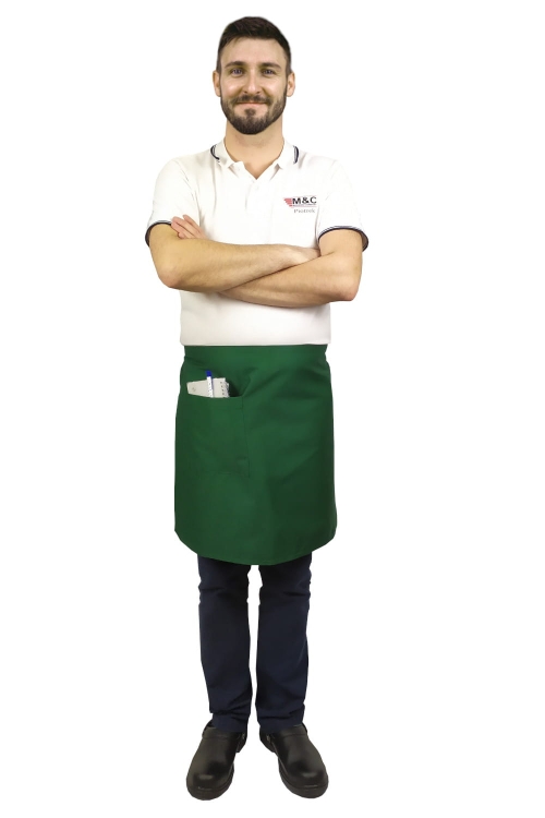 Zelená kuchařská zástěra barmanská délka 50 cm