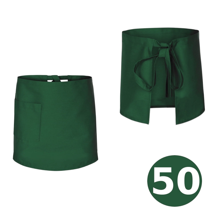 Dlouhá barmanská zástěra v zelené barvě 50 cm