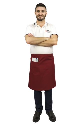 Bordová číšnická zástěra délka 60 cm kuchařská