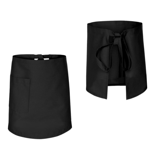 Černá kuchařská zástěra o délce 60 cm