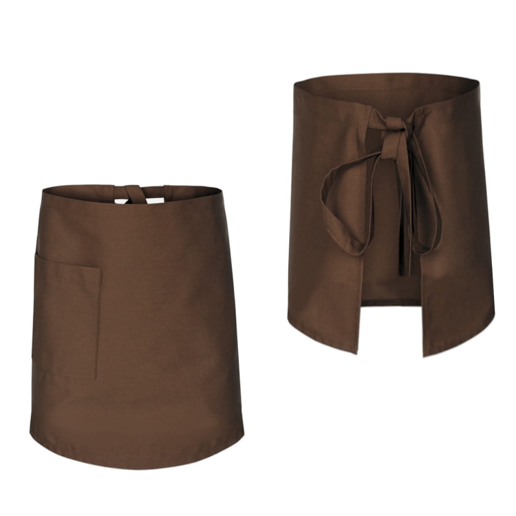 Hnědá kuchařská zástěra o délce 60 cm