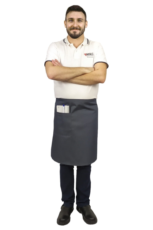 Šedý číšnický zástěrka délka 60 cm kuchařská