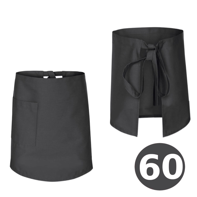 Dlouhá šedá kuchařská zástěra 60 cm.