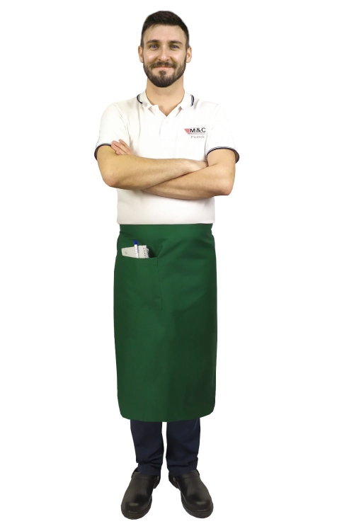 Zelená zástěra číšníka barmana délka 75 cm