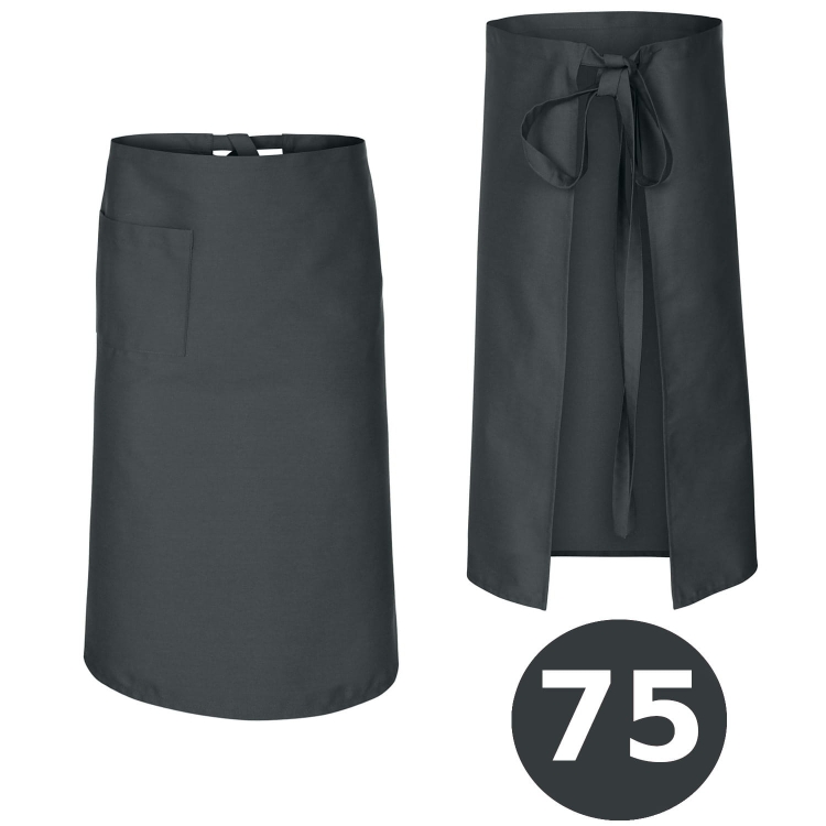 Šedý kuchařský zástěra pro číšníky, délka 75 cm