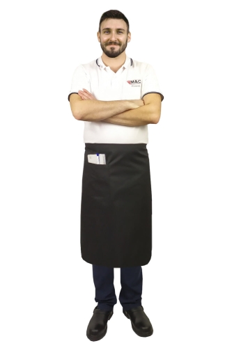 Černá číšnická zástěra o délce 75 cm