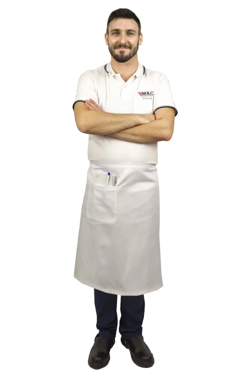 Bílá číšnická zástěra délka 75 cm