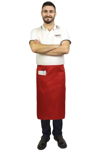 Červená kuchařská zástěra délka 75 cm