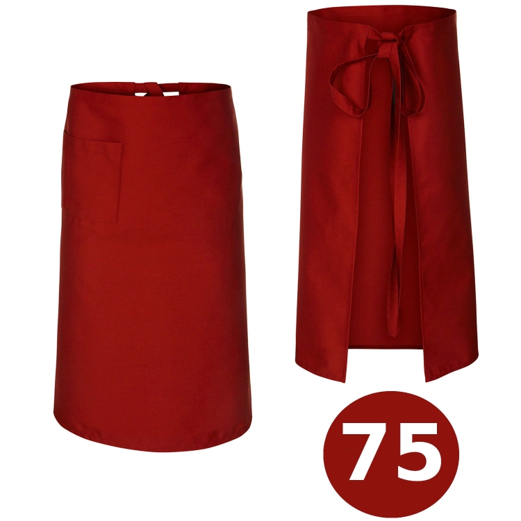 Barmanská zástěra červená, délka 75 cm