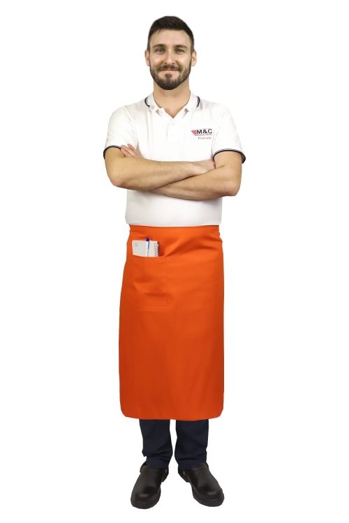 Servírovací zástěra oranžová o délce 75 cm