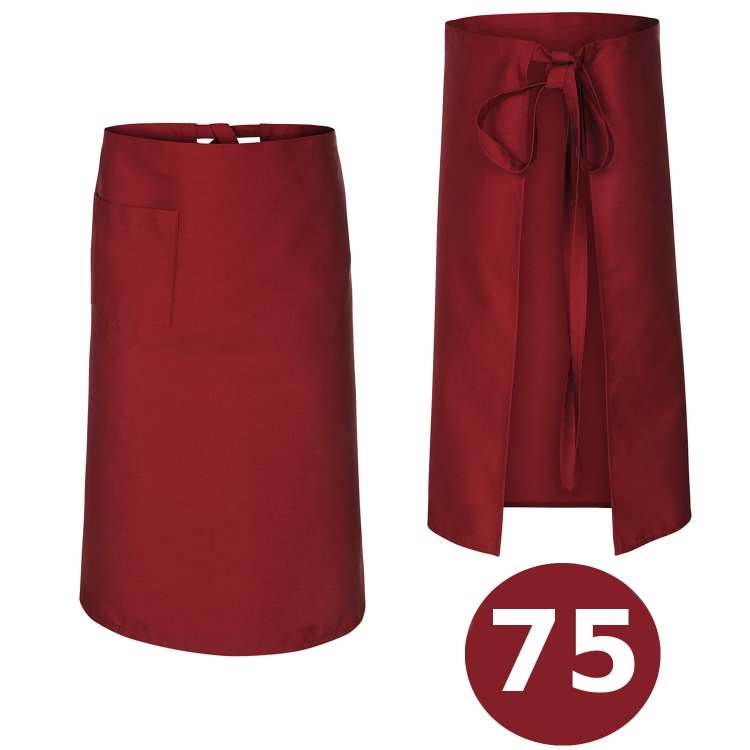 Dlouhá zástěra kuchařská číšnická bordó 75 cm