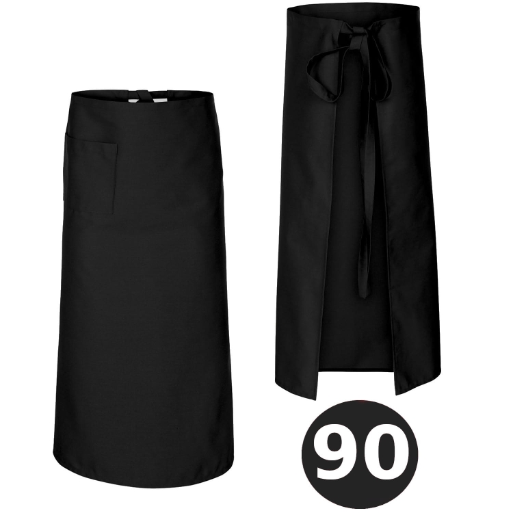 Černá barová zástěra 90 cm dlouhá