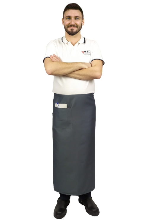 Šedá číšnická zástěra 90 cm