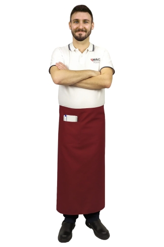 Bordová číšnická zástěra délka 90 cm