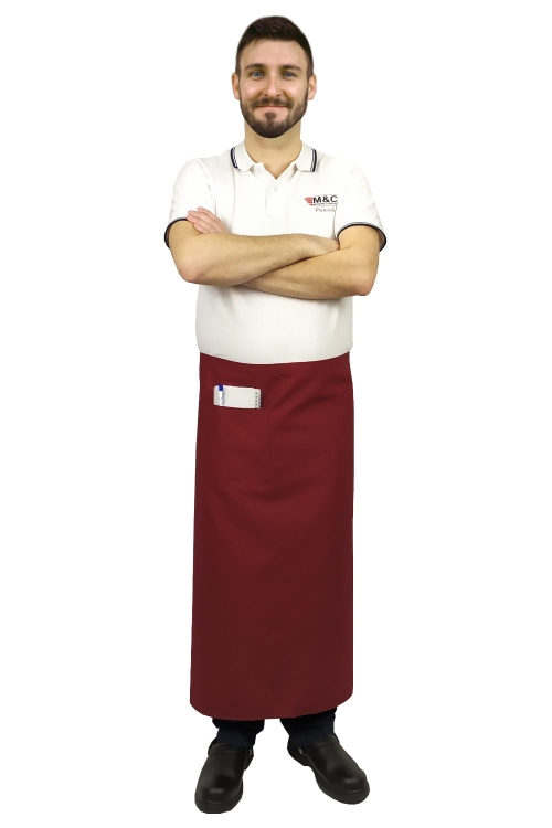 Bordová číšnická zástěra délka 90 cm