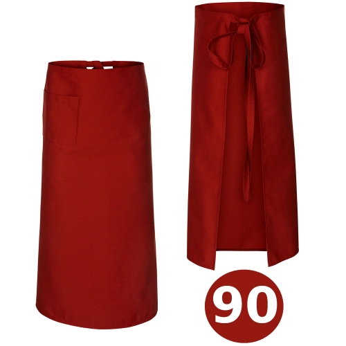Červená kuchařská zástěra o délce 90 cm