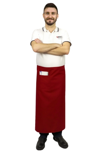 Červená číšnická zástěra o délce 90 cm