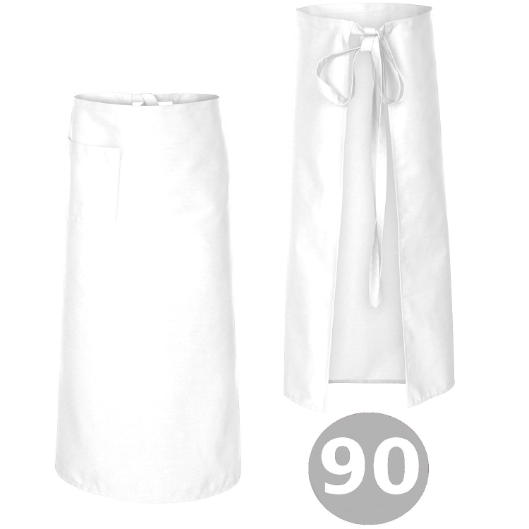 Bílá číšnická zástěra délka 90 cm