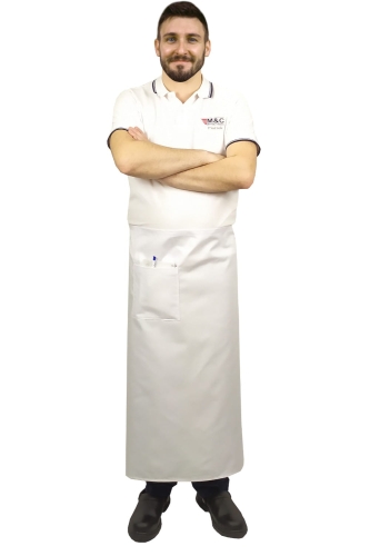 Bílá kuchařská zástěra délka 90 cm