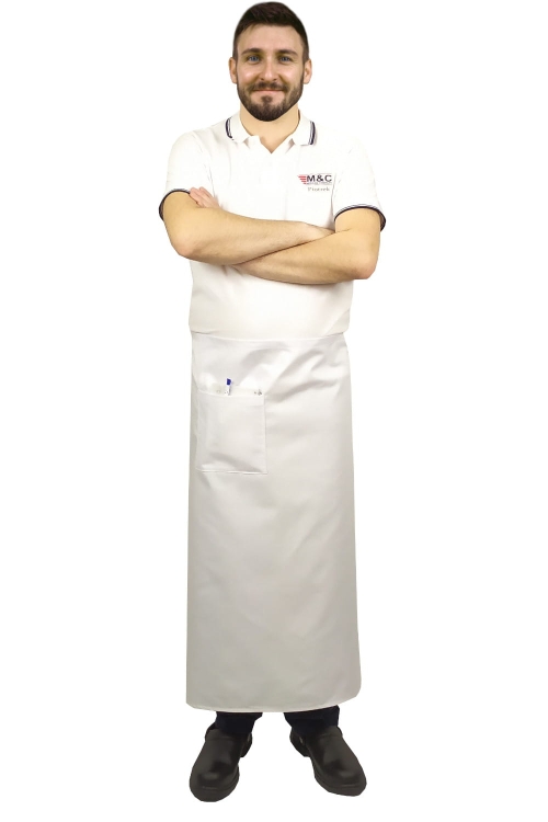 Bílá kuchařská zástěra délka 90 cm