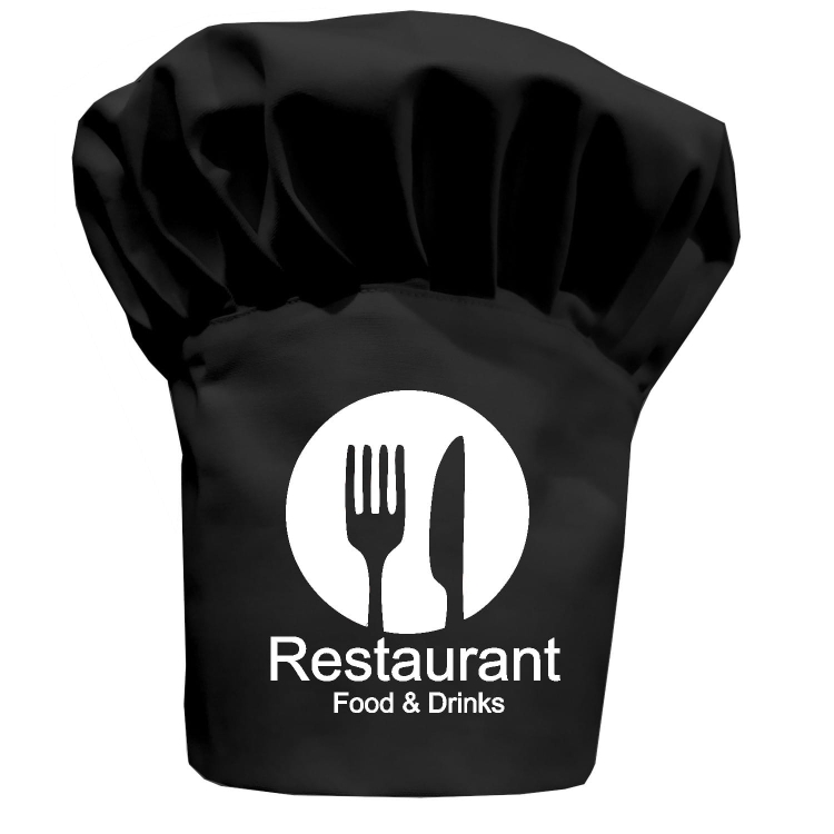Kuchařská čepice Restaurant Food&Drinks s vaším nápisem