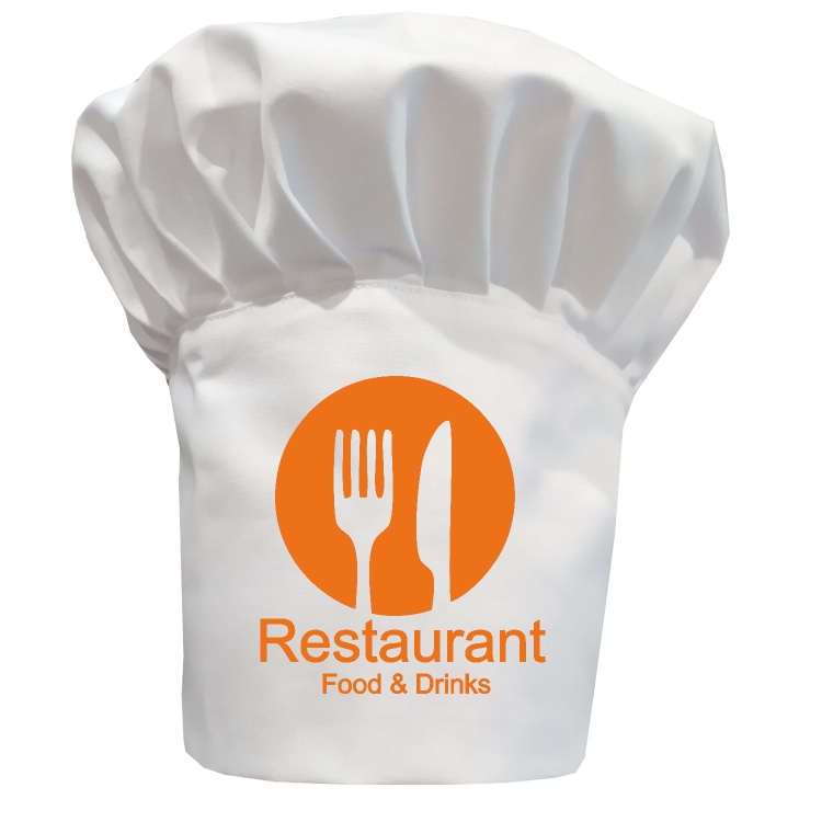 Kuchařská čepice s vaším nápisem Restaurant Food&Drinks.