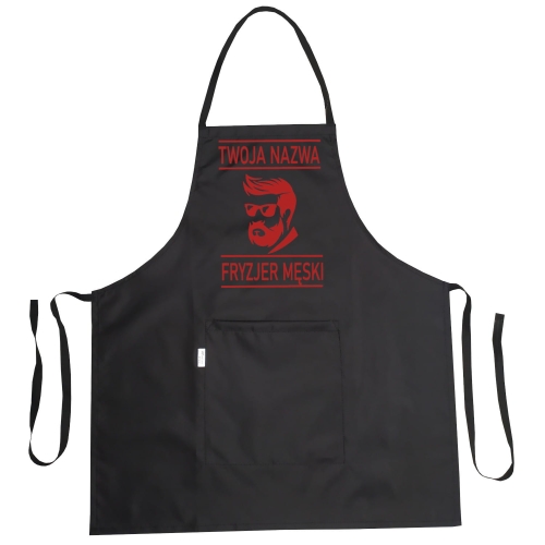 Voděodolný kadeřnický zástěr s grafikou 'Pánský kadeřník'