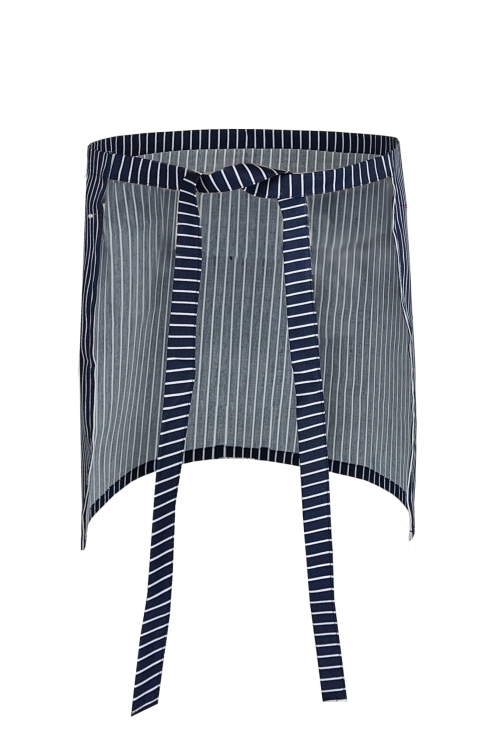 Modrá číšnická zástěra s bílými pruhy