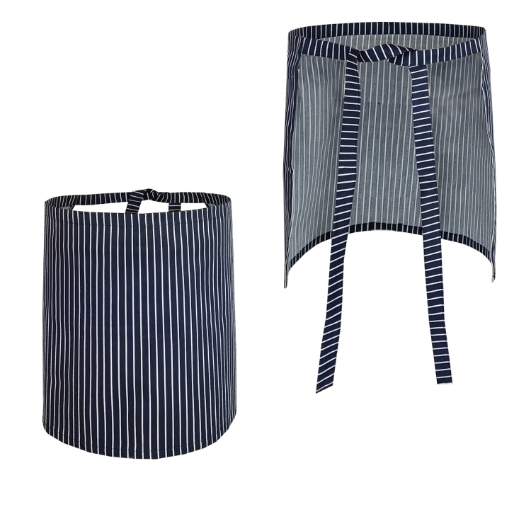 Číšnická zástěra s bílými pruhy modrá