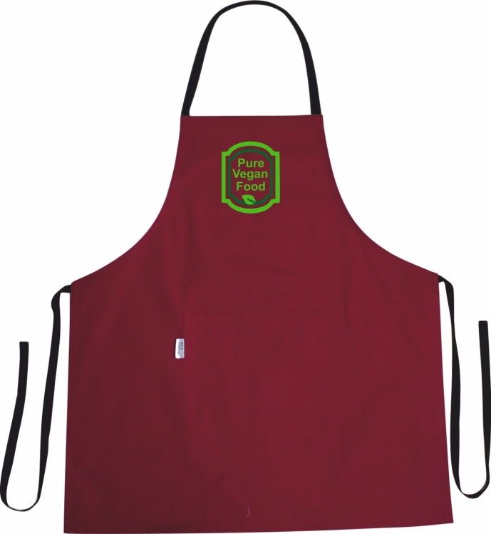 Logo 'Pure vegan food' na kuchyňské zástěře