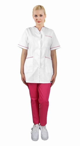 Dámský lékařský komplet PHARMACY COMFORT s růžovým lemováním