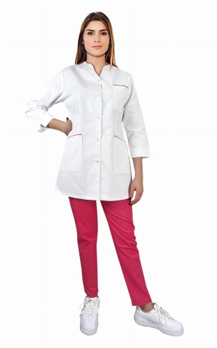Dámský lékařský komplet 3/4 rukáv s růžovým lemem