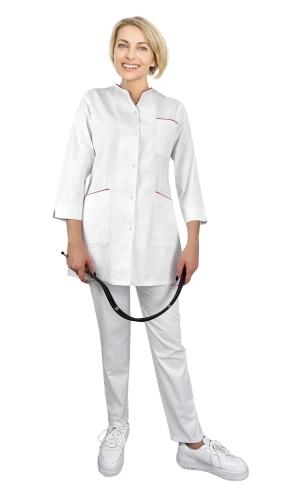 Dámský lékařský komplet 3/4 rukáv s růžovým lemováním
