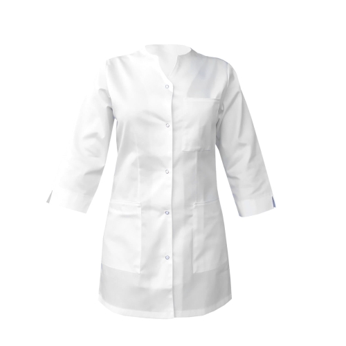 Dámská lékařská souprava s 3/4 rukávy a bílým lemováním.