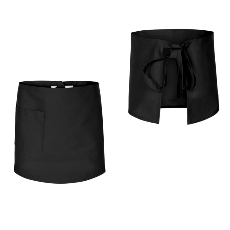 Černá barmanská zástěra o délce 50 cm
