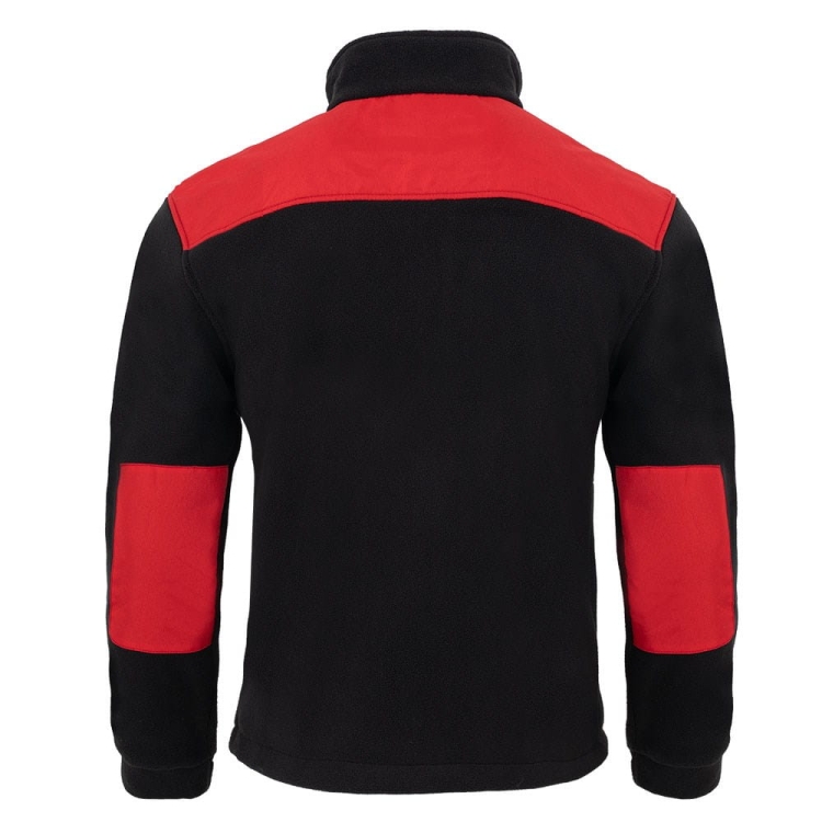 Fleece mikina s červenými vsadkami v černé barvě