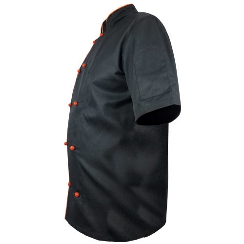 Pánská kuchařská mikina s oranžovým lemem v černé barvě.