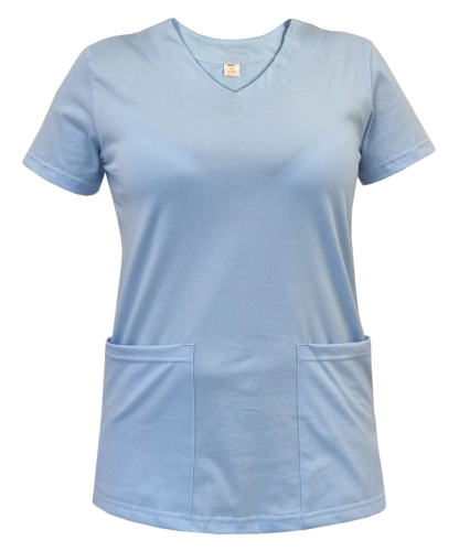 Elastyczna bawełna 100% w niebieskiej bluzie medycznej