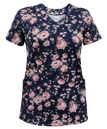 Wzór W10 na bluzie medycznej z elastycznej bawełny