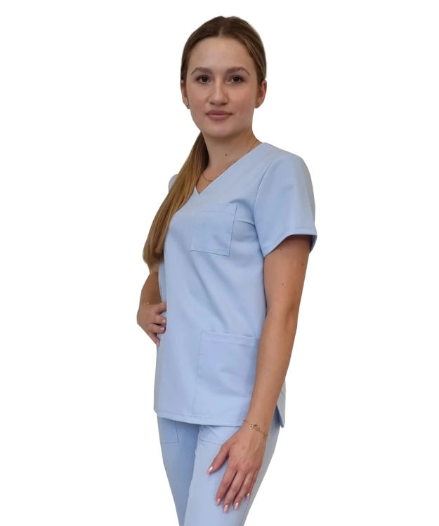 Damska bluza medyczna w kolorze niebieskim
