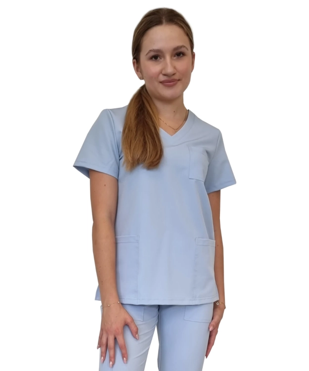 Niebieska bluza medyczna damska Casual Premium