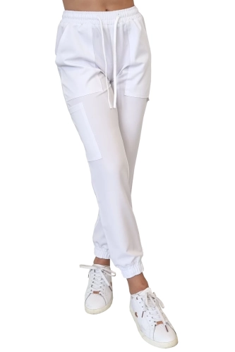 Casual Premium joggery medyczne w białym kolorze