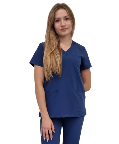 Damska granatowa bluza medyczna BASIC PREMIUM