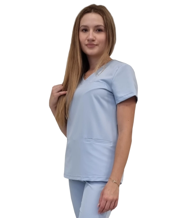 Niebieska bluza medyczna damska BASIC PREMIUM