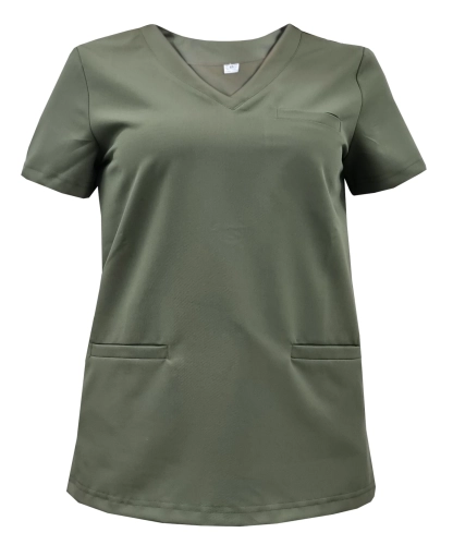 Damska bluza medyczna oliwkowa BASIC PREMIUM